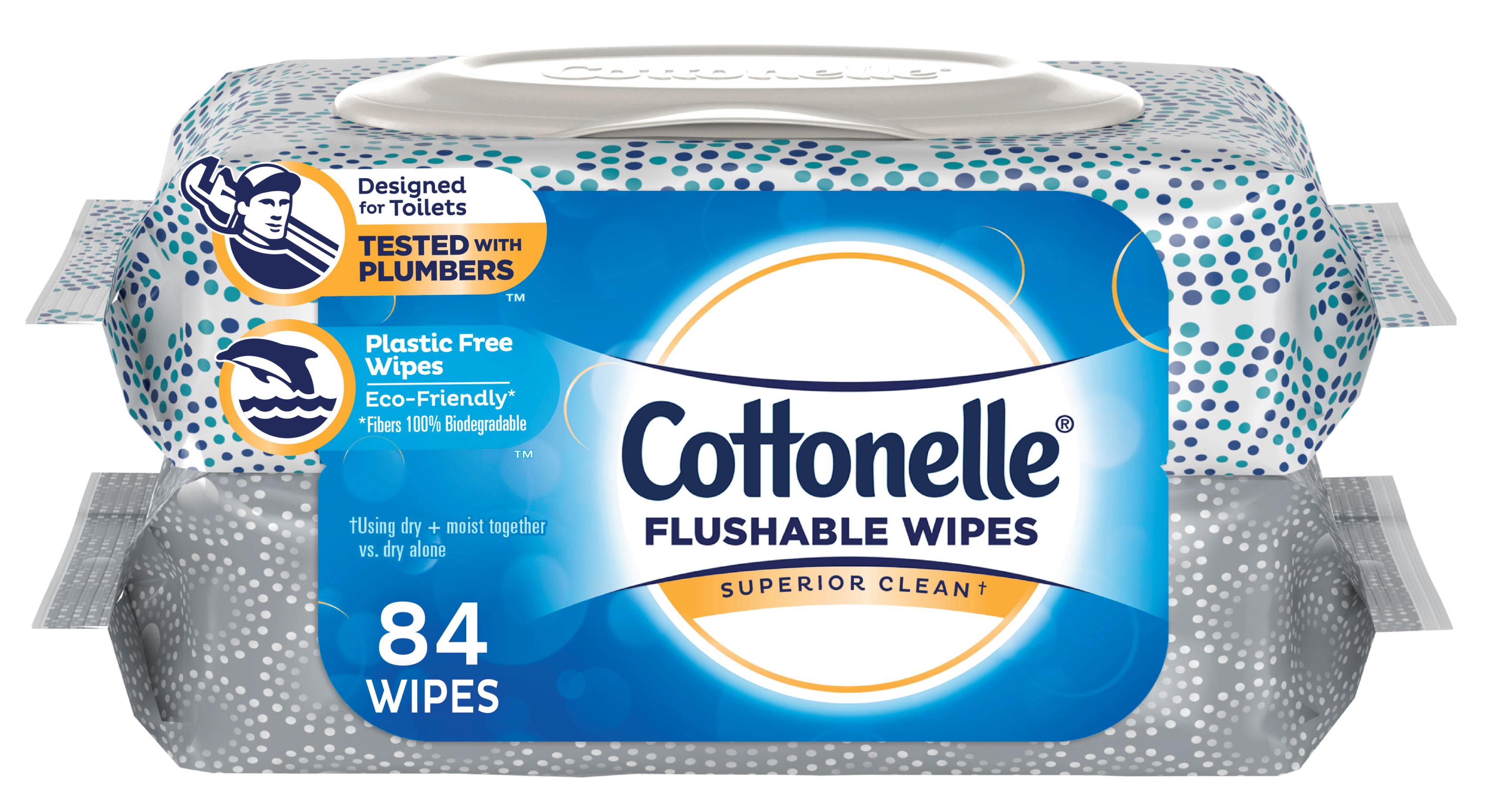 Cottonelle FreshCare Flushable Flushable Wipes, 2 FlipTop Packs, 42
