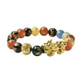 thumbnail image 3 of Feng Shui Wealth Bracelet for Men Women, Colorful  Beads Stretchable Good Luck Bracelet  Gold Plated Dragon Jewelry Lucky Women 6.50" Birthday Christmas Gifts, 3 of 5