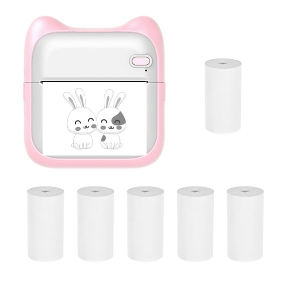 Mini Pocket Photo Printer Portable Thermal Printing Machine 203dpi Wireless BT Connection for Picture Lable DIY Handcraft List Meno Notes Journal Receipt Paper Instant Printer Sticker with 6