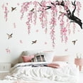 thumbnail image 4 of Large Flower Tree Branch Wall Stickers Pink Cherry Blossom Floral Birds Wall Art Decals Peel and Stick Wall Art Decals for Living Room Bedroom TV Wall (150cm*143cm), 4 of 7