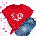 thumbnail image 2 of Penkiiy T-Shirts de la Saint-Valentin pour Femmes Imprimés Graphiques Mignons Cœur d'Amour Manches Courtes Décontractées 3TG Rouge, 2 of 5