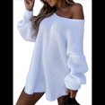 thumbnail image 2 of Suéteres para Mujer, Punto , Cuello en V, Color Liso, Larga, Informales, Holgados, Suaves, Tipo Jersey. M, 2 of 7