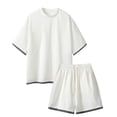 thumbnail image 2 of Men's Crewneck Short Sleeve Shirt and Shorts Quick Dry Set Breathable Athletic Gym Wear 4XL Big Men White, 2 of 9