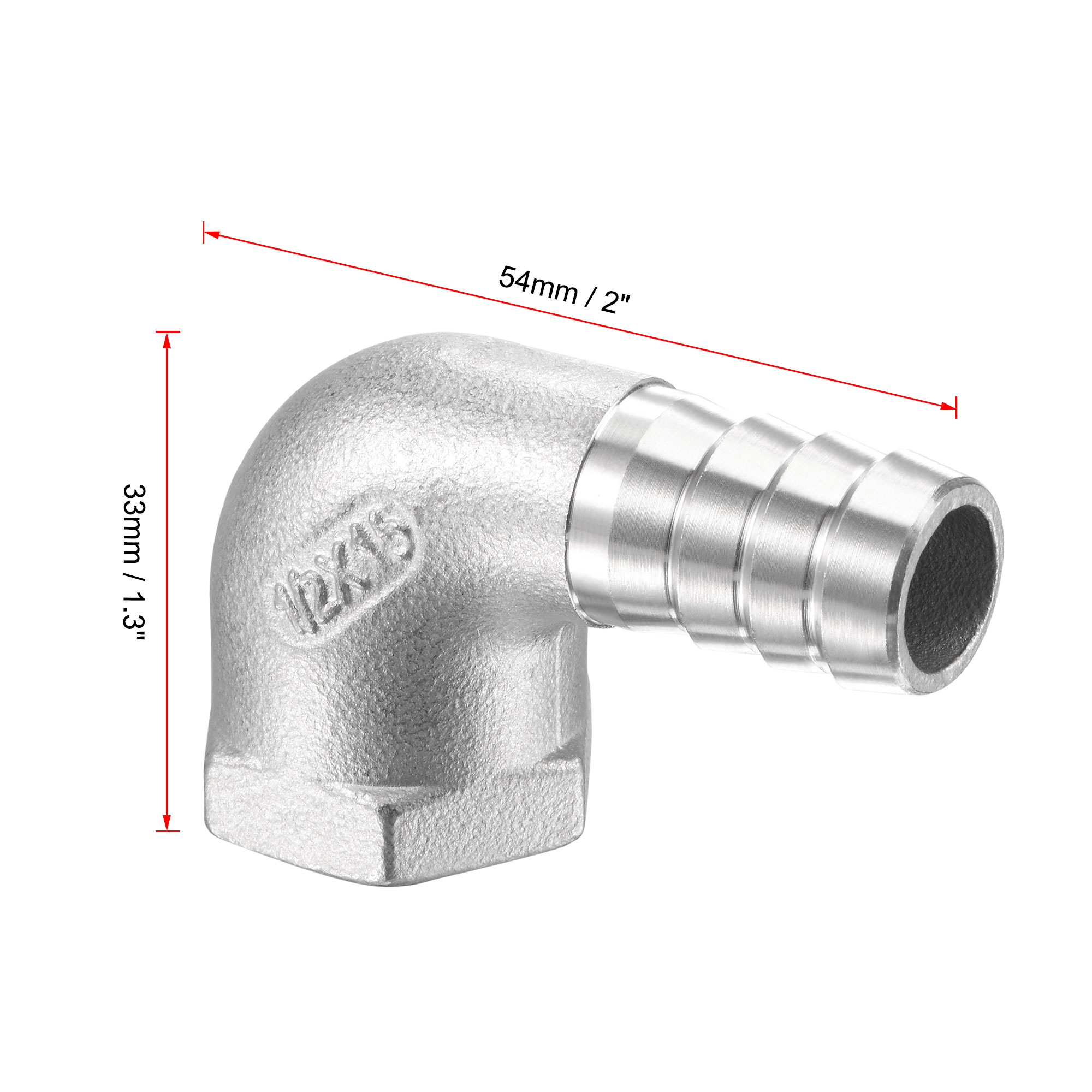 Unique Bargains 304 Stainless Steel Hose Barb Elbow NPT Female Connector 15mm