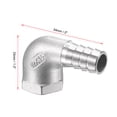 thumbnail image 3 of Unique Bargains 304 Stainless Steel Hose Barb Fitting Elbow Barb NPT Female Pipe Connector Adapter 15mm, 3 of 6