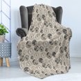 thumbnail image 4 of Compass Soft Flannel Fleece Throw Blanket, World Map Pattern with Aged Background Maritime Directions Continents, Cozy Plush for Indoor and Outdoor Use, 70" x 90", Black Grey Tan, by Ambesonne, 4 of 5