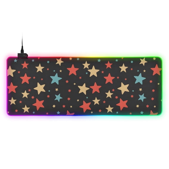 Large RGB Gaming Mouse Pad Led Glowing Mousepad Non-Slip Rubber Base 13 Light Modes 31.5x11.8 Colorful Stars