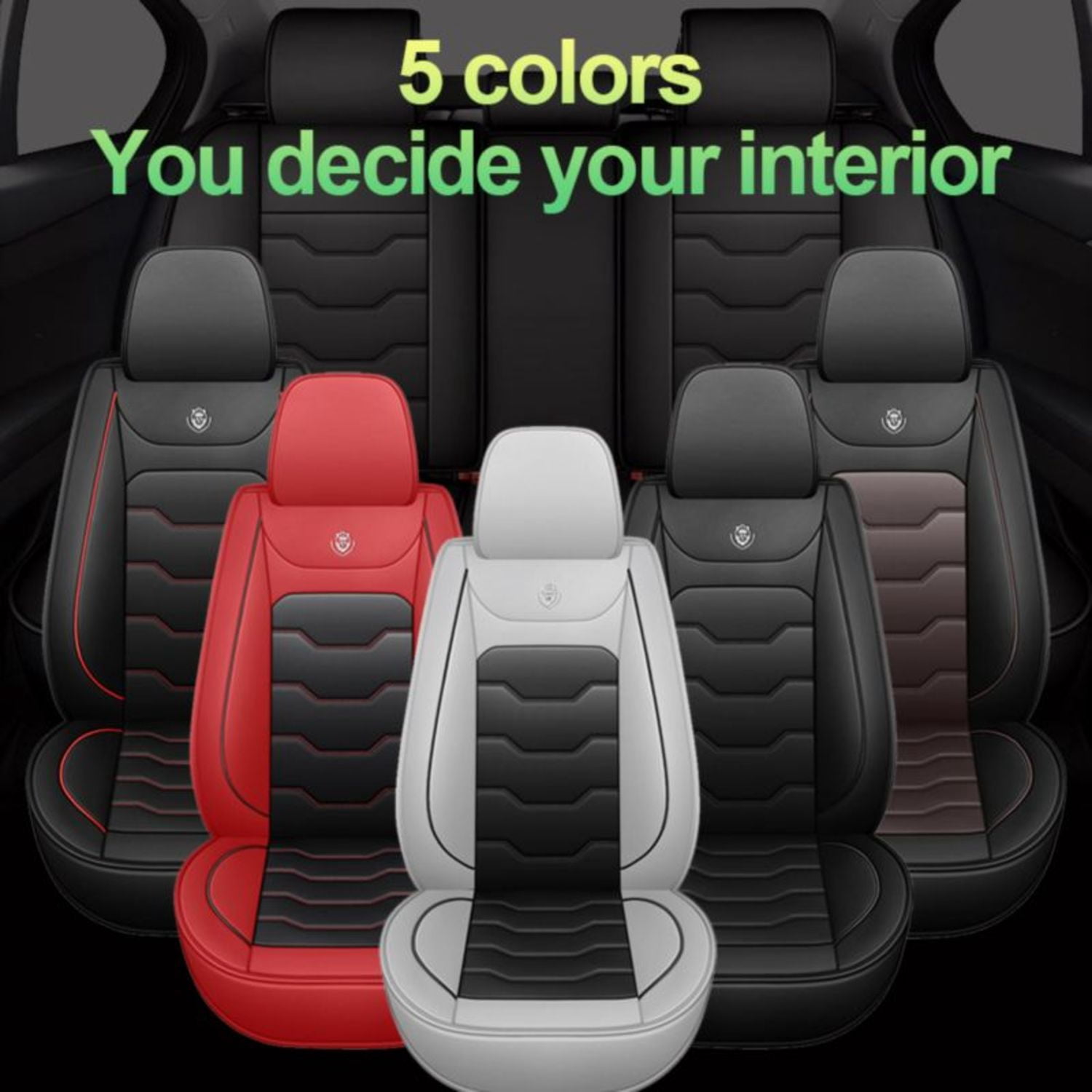 Car Seat Covers for Toyota RAV4 2000-2024 Perfect Fit for Car Seats, Waterproof Faux Leather, Protecting Car Interiors, 5-Seat Full Set, Easy Installation