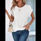 thumbnail image 4 of Camisetas para Mujer, con Mangas Murciélago Lisas y Dobladillo Cruzado, Informales, Ajustadas y A , Blancas, Talla XXL, 4 of 7