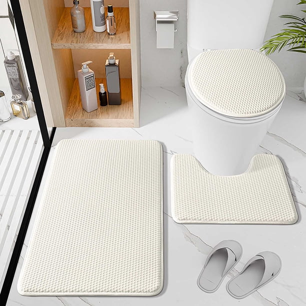 Xihbxyly Juego de Alfombrillas de Baño de Color Liso, Tejido Suave y Agradable para La Piel, Base Antideslizante para Mayor Seguridad, Absorbentes y Cómodas, Juego de 3 Piezas, Versátiles para Baño E