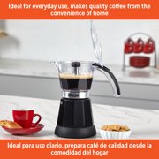 IMUSA 6 or 3 Cup Electric Espresso Maker with Cool-touch Handle, Black