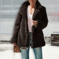 thumbnail image 4 of comerut Lapel Long Sleeve Thickened Warm Women Coat Winter Solid Color Open Front Plush Jacket Daily Clothing, 4 of 7