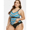 thumbnail image 3 of Más el tamaño de rayas Cinched baño tankini Rosegal Camisetas sin mangas de talla grande, 3 of 5