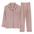 thumbnail image 4 of fheaev Pajamas Sets For Women 2 Piece Sleepwear Sets Long Sleeve Sleepwear Down Lapel Cardigan Pants Pajama Sets Nightwear Soft Pj Sets, 4 of 4