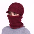 thumbnail image 4 of Womens Winter Warm Elastic Soft Ear Protection Knitted Scarf Mask hat Fleece Lined Beanie Hat one-Piece hat, 4 of 5