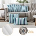 thumbnail image 6 of Teal Blue Stripe Outdoor Waterproof Pillow Covers, Ombre Geometric Green Vertical Striped Decorative Square Throw Pillowcase Sofa Cushion Sham for Patio/Couch/Chair, 26"x26" 2 Pack, 6 of 8