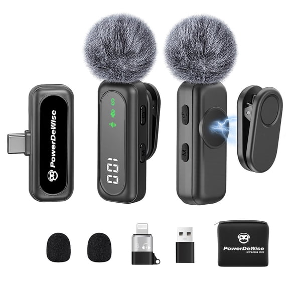 Wireless Lavalier Microphone for iPhone Mini Mic Android/Tablet/PC Video Recording Clip-on Mics with Rotatable Clip&Denoise Recording, Ideal for Vlog Tiktok Youtube Podcast Content Creator