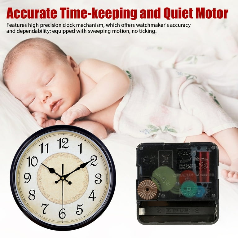 4Pcs High Torque Non Ticking Clock Movement Mechanism with 6 Pack Clock Hands DIY Quartz Clock Motor Kit Battery Operated Repair Parts Replacement