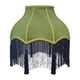 thumbnail image 2 of Elegante pantalla de lámpara de terciopelo verde con forma de campana y flecos decorativos. B, 2 of 9