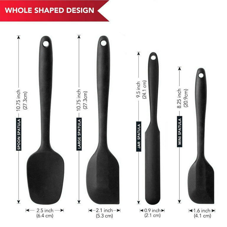 Silicone Spatula Set of 4, Heat Resistant Rubber Spatula Kitchen Utensils for Chef Restaurant Home Cooking & Baking (Black), Size: 4pc - Black
