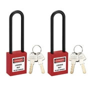 Unique Bargains Lockout Tagout Locks 3 Inch Shackle Key Different Padlock Plastic Lock Red 2 pcs