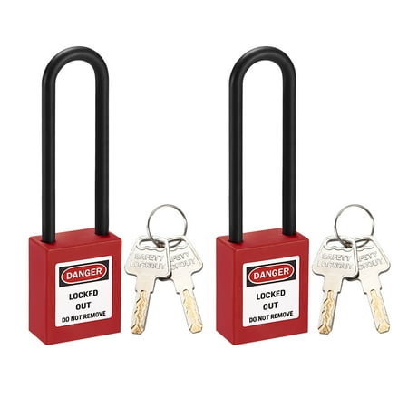 Unique Bargains Lockout Tagout Locks 3 Inch Shackle Key Different Padlock Plastic Lock Red 2 pcs