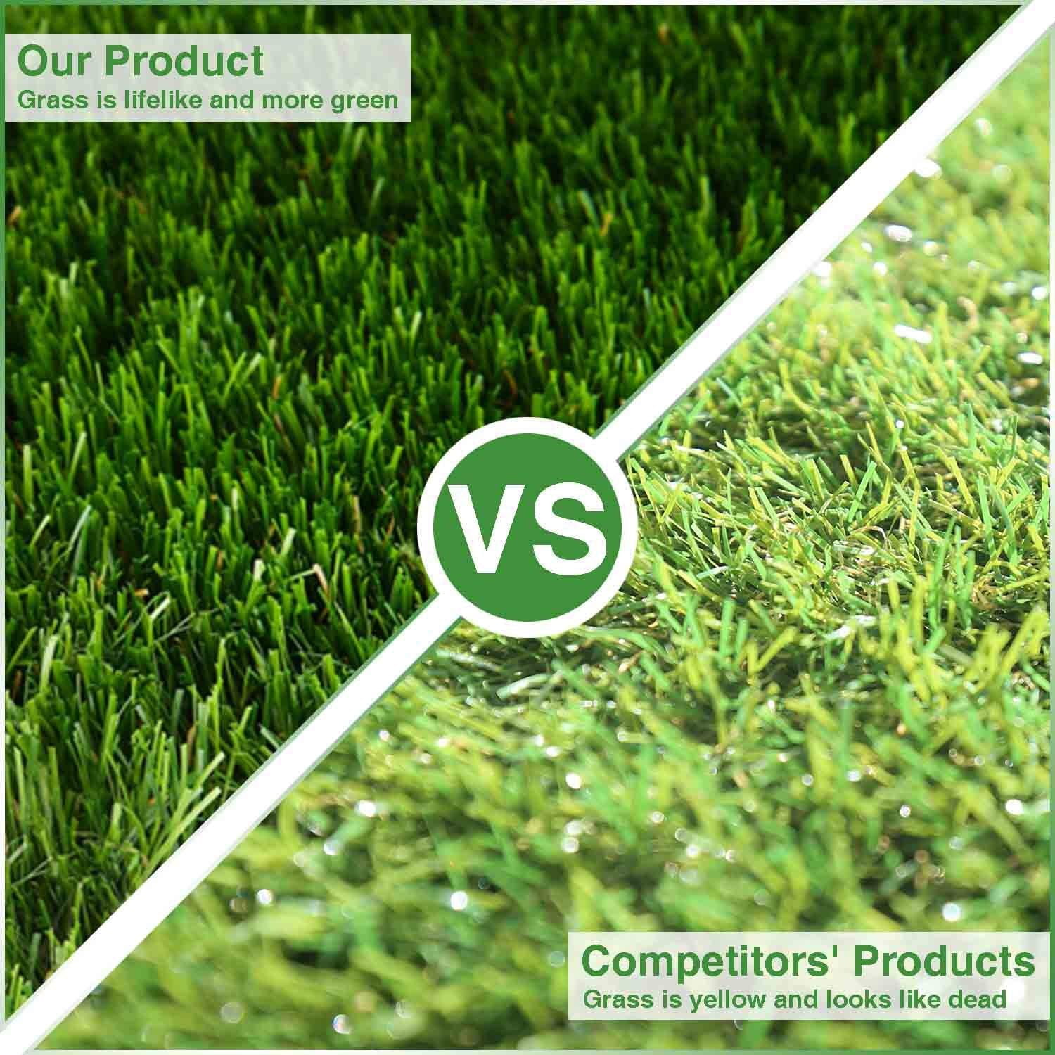 LITA 8' x 10' Artificial Grass Turf Green Thick Synthetic Fake Grass Outdoor Rug for Patio Balcony