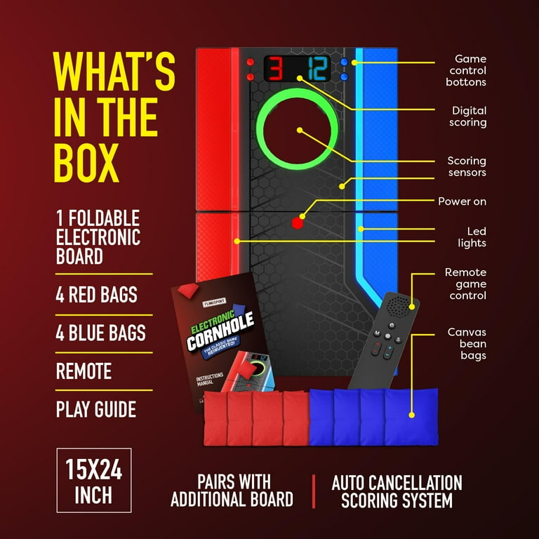 Flingsport Electronic Cornhole Beanbag Toss Set with Remote and