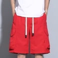 thumbnail image 6 of Shorts for Men Quick Dry Men's Cargo Shorts with Multi-pocket, Elastic Waist Straight Leg Shorts, Summer Fashion Casual Beach Short Pants Red 3XL, 6 of 8