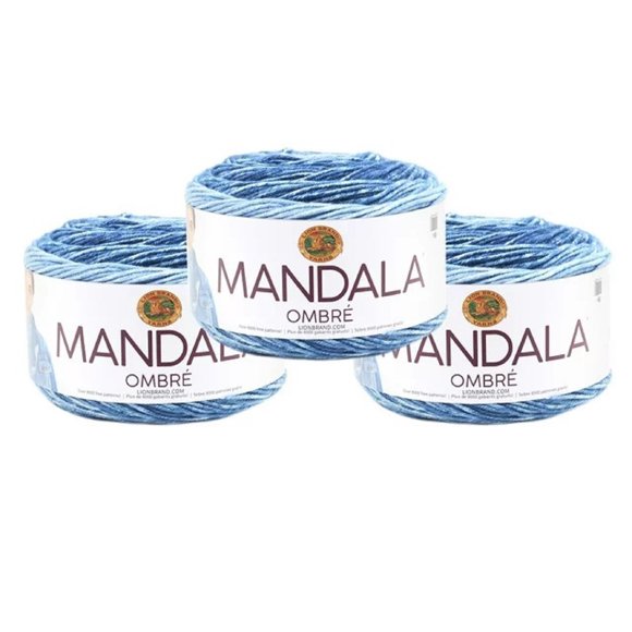 Refurbished Lion Brand Yarn Mandala Ombre Harmony Ombre Cake Medium Acrylic Multi-Color Yarn 3 Pack