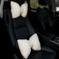thumbnail image 5 of Cojín para reposacabezas de coche con lazo blanco de lana de cordero, almohada para el cuello, reposacabezas para asiento de coche, soporte lumbar, almohada cervical para coche con bonitos dibujos ani, 5 of 5