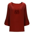 thumbnail image 6 of qucoqpe Blouses for Women Dressy Casual Tie Front Short Ruffle Sleeve Boho Tops Summer Fashion V Neck Loose Fit T-Shirt, 6 of 7