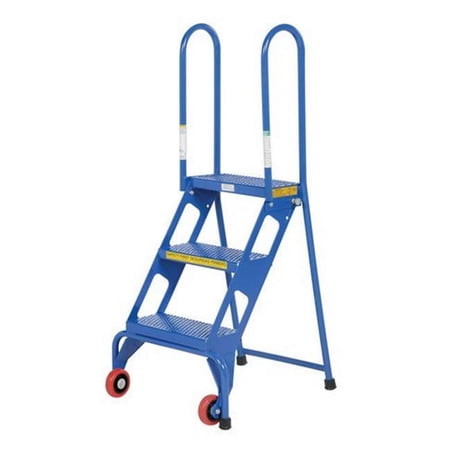 Folding 3 Step Ladder with Wheels