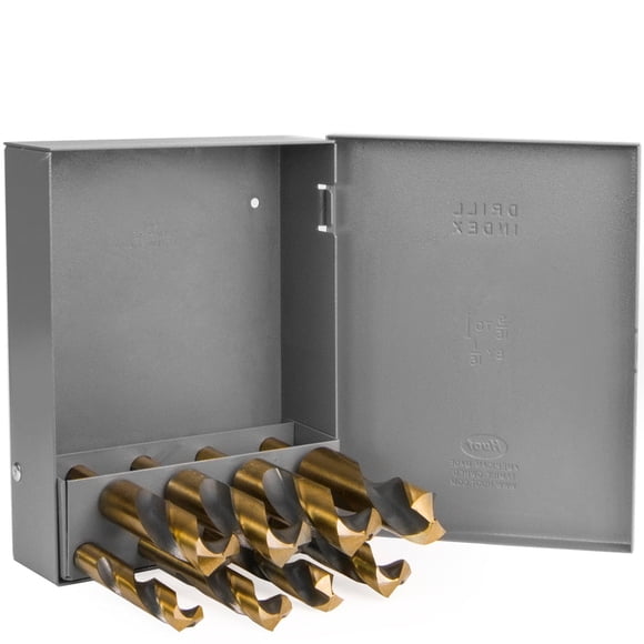 Stark USA - Juego de Brocas Jumbo Silver 8 Piezas, Indice de 9/16" Vástago de 1/2" + Estuche de Almacenamiento