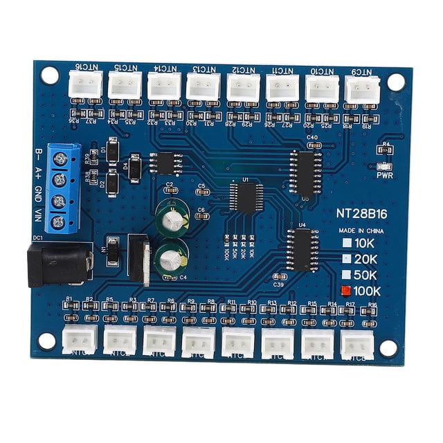 Módulo sensor de temperatura de 16 canales RS485, de -20 °C a +125 °C, para B3950, 1 % NTC, 100 K, 10 KΩ a 1000 KΩ
