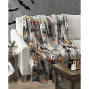 Way To Celebrate, Halloween Dogs Throw Blanket, Grey, 50"x60"