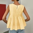 thumbnail image 3 of CIENVNSTG Womens Summer Pleated Peplum Tops Casual Sleeveless Tank Tops Flowy Babydoll Shirts Yellow M, 3 of 5
