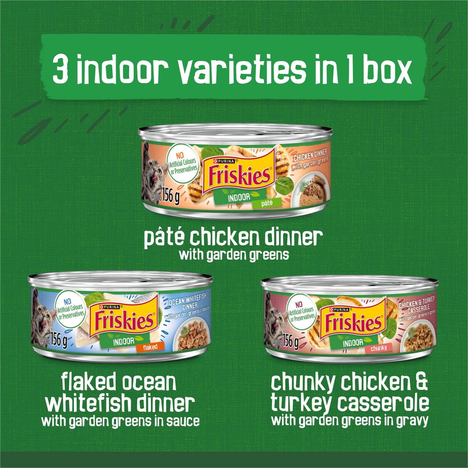 Friskies Indoor Assorted Variety Pack, Wet Cat Food 24 x 156 g, 156 g x 24