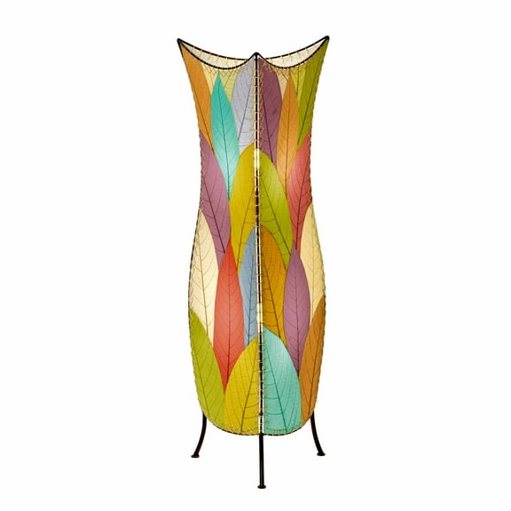 Eangee Home Design Flowerbud Large Floor Lamp, Shade Made Of Cocoa Leaves, 13x13x36 Inches