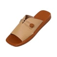 thumbnail image 2 of Summer Sandals, Slip On Sandals for Woman, Wide Width Shoes for Women, Womens Square Toe Flat Sandals Summer Dressy Slides Lightweight Vacation Beach Slippers Casual Sandal Slip On, Light Brown 7.5, 2 of 7
