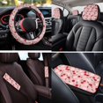 thumbnail image 4 of Binienty 14 Pack Pink Cherry Blossom Auto Seat Covers Full Set for Women with Headrest Covers 15 Inch Steering Wheel Cover Seat Belt Pads Armrest Cushion for Automotive Interior Accessories Set, 4 of 8