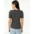 thumbnail image 4 of Free Assembly Women's Ribbed Crewneck Tee with Short Sleeves, Sizes XS-XXXL, 4 of 7