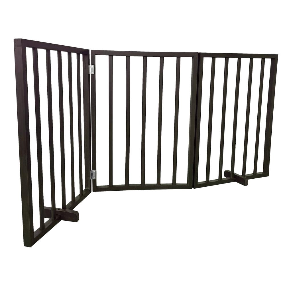 AmeriHome WFPGB3 54 in. Freestanding 3-Panel Folding Wood Pet Gate - Brown