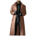 thumbnail image 5 of Tiqkatyck Winter Coats for Men Clearance Trench Coat Men, Men's Long Cardigan Button Solid Color Leather Windbreaker Long Sleeve Coat Mens Jacket Winter Khaki, 5 of 8