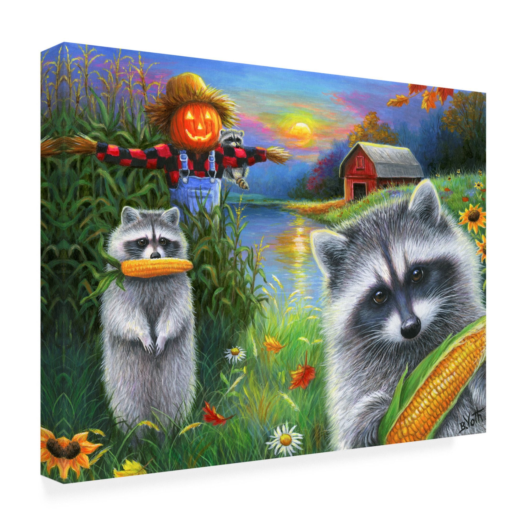 Canvas Wall Art - Bridget Voth 'Cornfield Bandits' Wall Art for Living Room, Bedroom, or Office Décor by Trademark Fine Art - 32 x 24 Inches