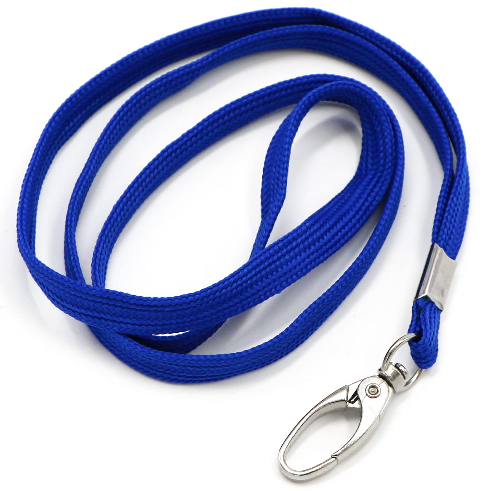 100 Pack Lanyards Bulk Blue Lanyard For Office Id Badges Flat With Badge Clip Swivel Hook (100  Blue)