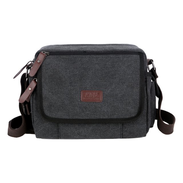 Bolso bandolera para mujer Bolso satchel de lona Color sólido Ocio diario (Negro)