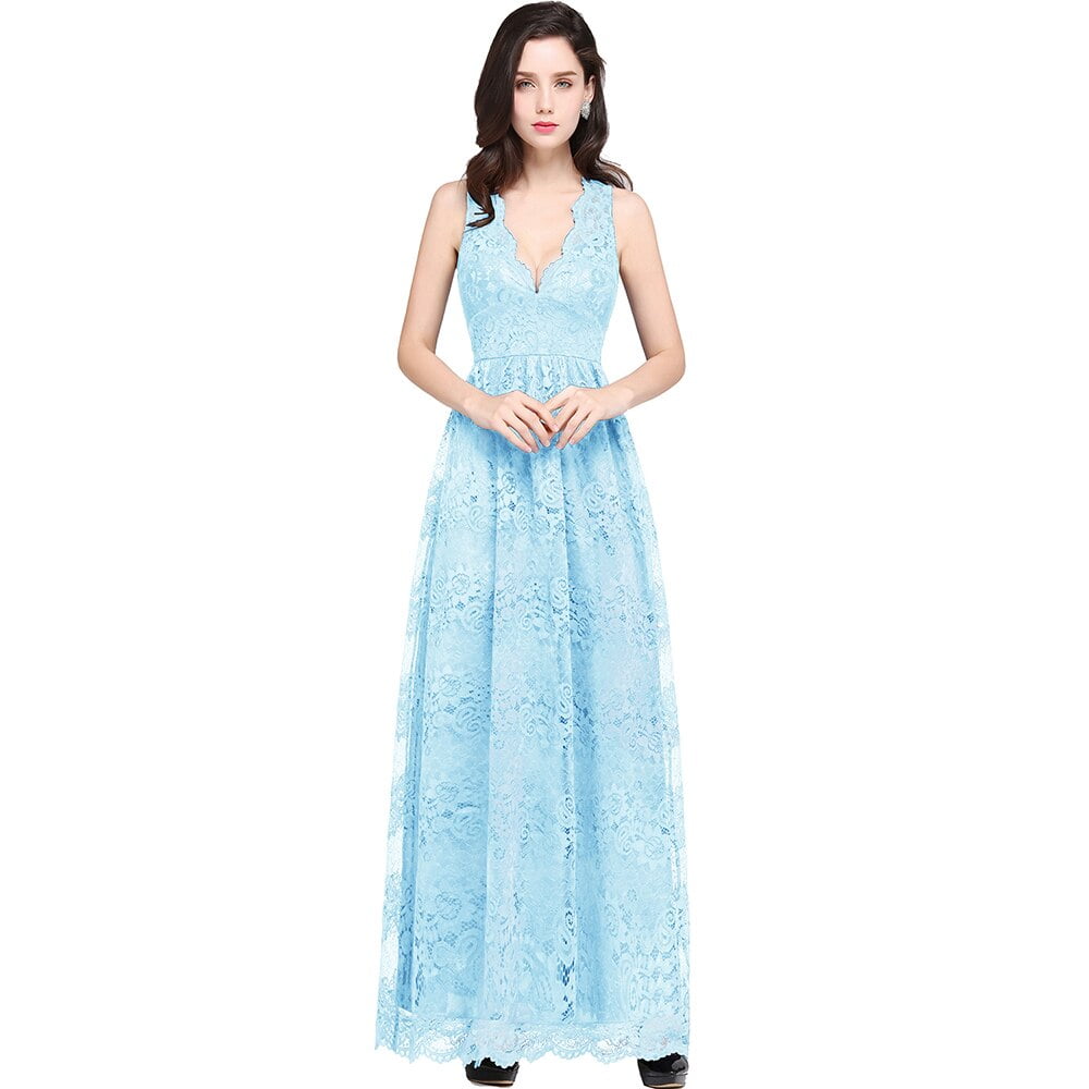 MisShow Lace Flower Evening Party Dress For Women Sexy Sleeveless Prom