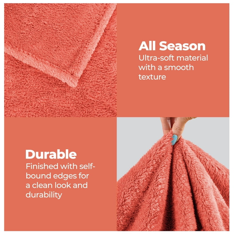 Superior Super Soft Plush Fleece Blanket 90x106 Coral photo 4