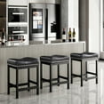 thumbnail image 4 of MIITODAY Bar Stools Set of 2, 25" Counter Height, PU Leather Saddle Stools for Kitchen Island, Black, 4 of 5